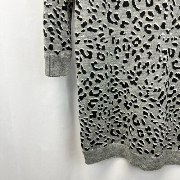 Loft Womens Sweater Dress Multicolor Leopard Ribbed Triangle Neckline Petites S - Picture 7 of 10
